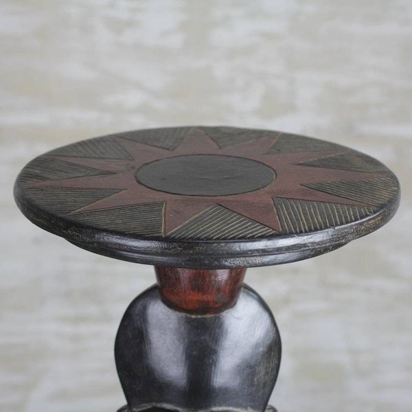 Alternate image for Cedar Wood Accent Table with Recycled Glass Beads from Ghana Feminine Figure