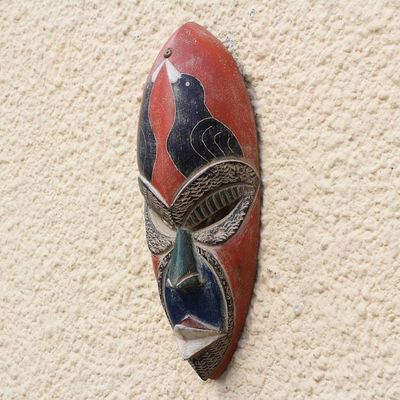 Alternate image for Bird-Themed African Sese Wood Mask from Ghana Suumo Birds