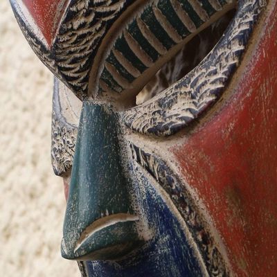 Alternate image for Bird-Themed African Sese Wood Mask from Ghana Suumo Birds