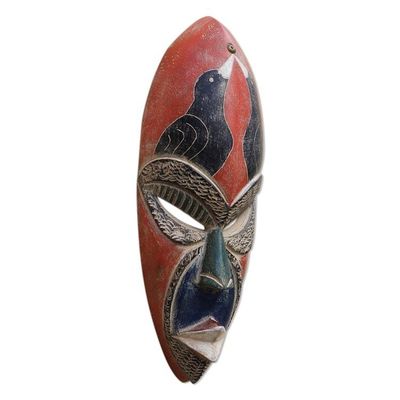 Alternate image for Bird-Themed African Sese Wood Mask from Ghana Suumo Birds