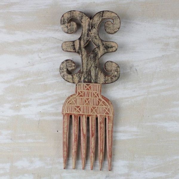 Alternate image for Wood Adinkra Dwennimmen Comb Wall Decor from Ghana Dwennimmen Style