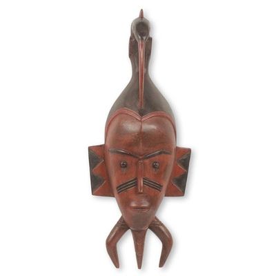 Primary image for Original African Mask Hand Carved Wood with Bird Xevi I