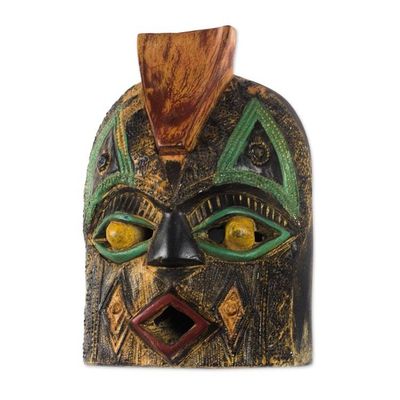 Alternate image for Rustic African Sese Wood Mask from Ghana Diamond Mouth