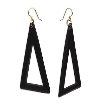 Alternate image for Triangular Ebony Wood Dangle Earrings from Ghana Beautiful Triangles