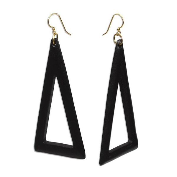 Alternate image for Triangular Ebony Wood Dangle Earrings from Ghana Beautiful Triangles