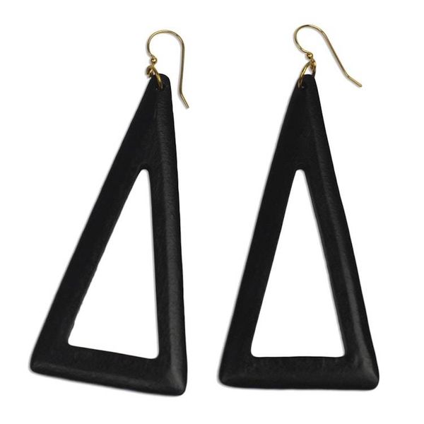 Alternate image for Triangular Ebony Wood Dangle Earrings from Ghana Beautiful Triangles