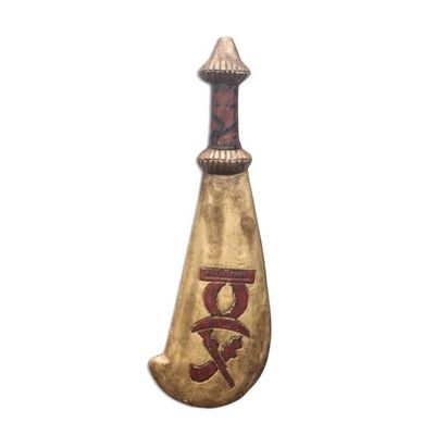 Alternate image for Sese Wood African Sword Decorative Accent from Ghana Ahemmaa Gua Sika