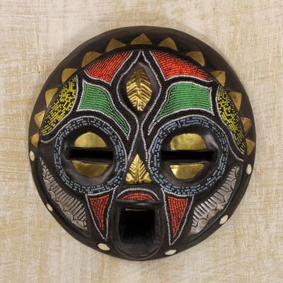 Alternate image for Hand Beaded African Wood Mask Girl Grows Up