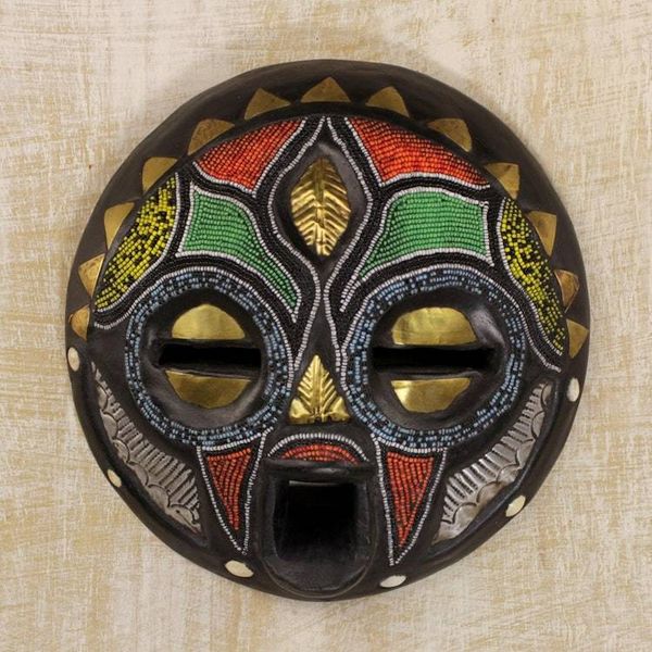 Alternate image for Hand Beaded African Wood Mask Girl Grows Up