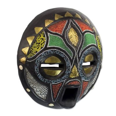 Alternate image for Hand Beaded African Wood Mask Girl Grows Up