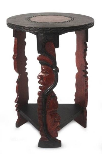 Alternate image for Handcrafted Wood End Table Ancestral Faces