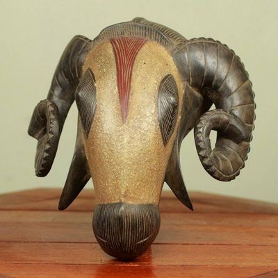 Alternate image for Hand Carved African Ram Mask Powerful Ram