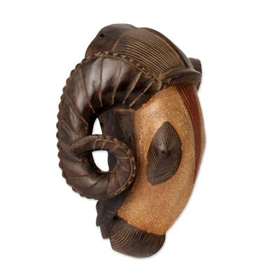 Alternate image for Hand Carved African Ram Mask Powerful Ram
