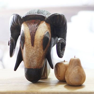 Alternate image for Hand Carved African Ram Mask Powerful Ram