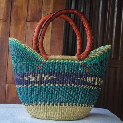 Alternate image for Handmade African Raffia Shopping Basket Nutifafa