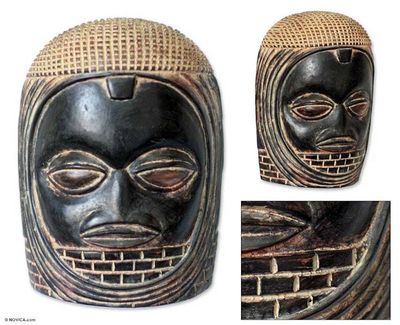 Alternate image for Beninese Wood Wall Mask Veiled Queen