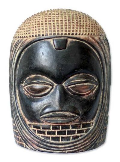 Alternate image for Beninese Wood Wall Mask Veiled Queen