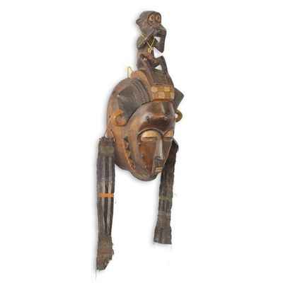 Alternate image for Ivory Coast Baule Tribe Mbra Monkey African Mask Baule She Monkey