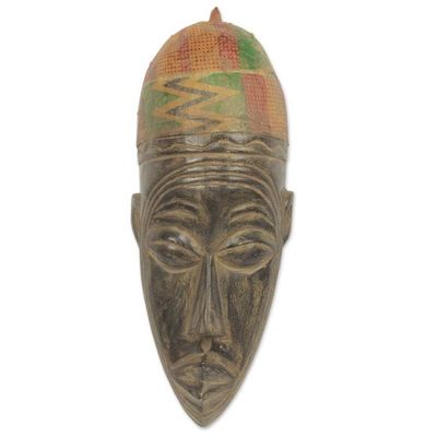 Alternate image for Mossi Tribe Hand Carved African Mask with Kente Cloth Young Mossi Man