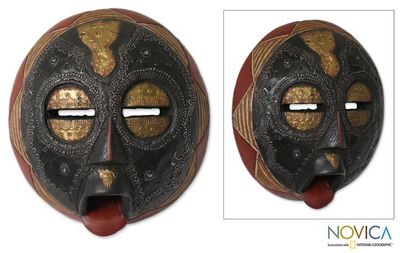 Alternate image for Unique African Wood Mask Caring Mother