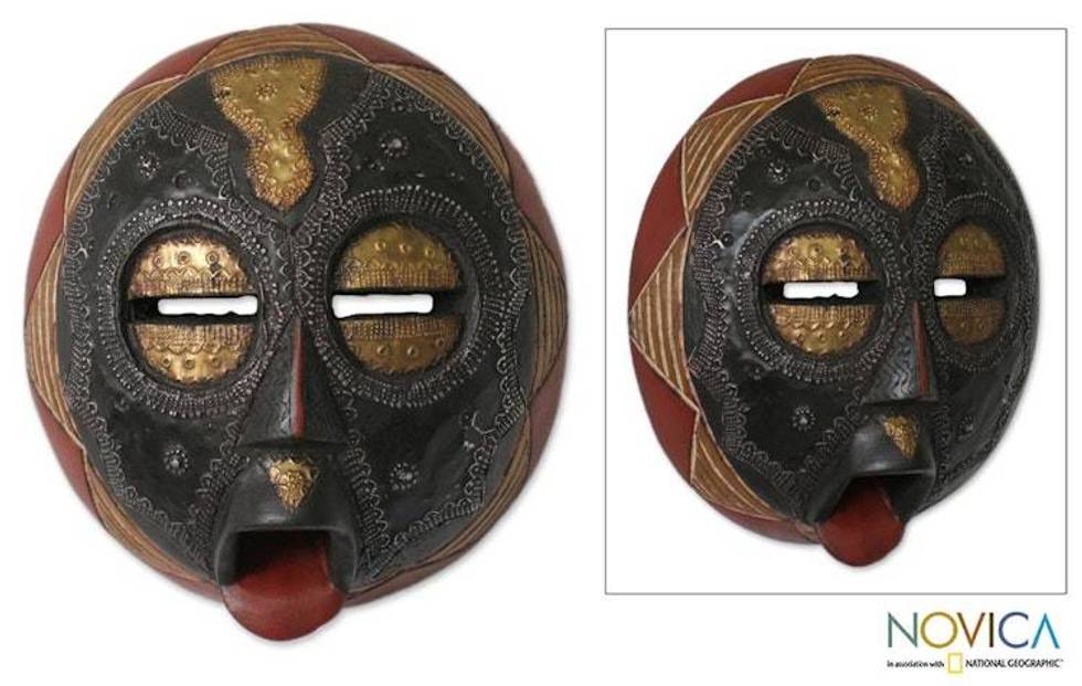 Unique African Wood Mask 'Caring Mother'