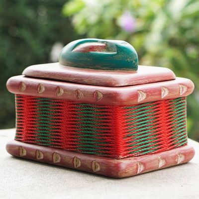 Alternate image for Velvet-Lined Ofram Wood Jewelry Box from Ghana Kakamotobi