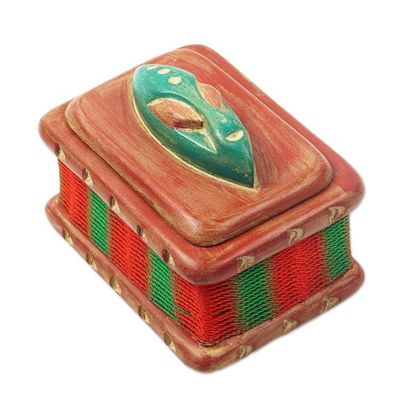 Alternate image for Velvet-Lined Ofram Wood Jewelry Box from Ghana Kakamotobi