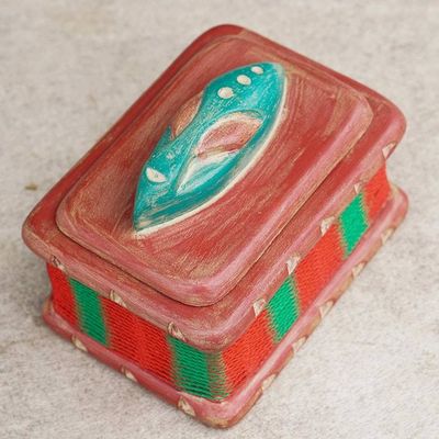 Alternate image for Velvet-Lined Ofram Wood Jewelry Box from Ghana Kakamotobi