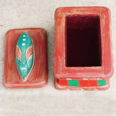 Alternate image for Velvet-Lined Ofram Wood Jewelry Box from Ghana Kakamotobi
