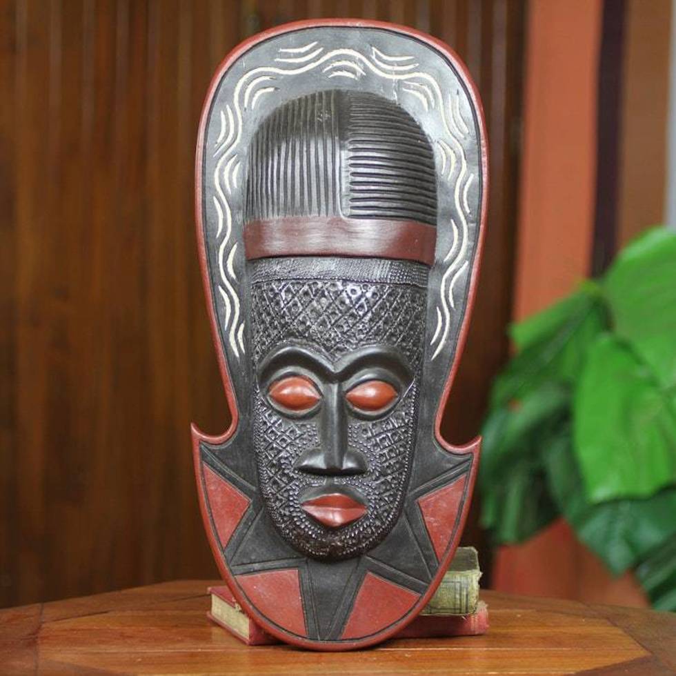 Artisan Carved West African Mask 'Akan Sandal Man'