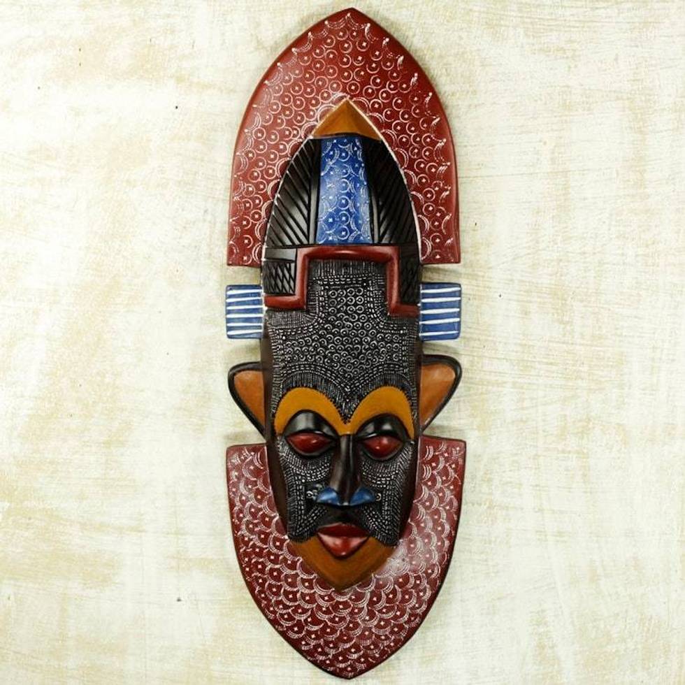 Hand Made Wood Aluminum African Mask from Ghana 'Asuodom Pride'