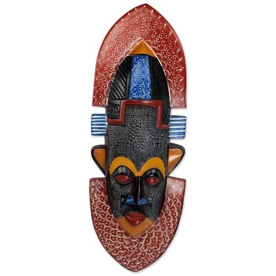 Alternate image for Hand Made Wood Aluminum African Mask from Ghana Asuodom Pride