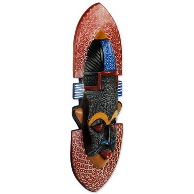 Alternate image for Hand Made Wood Aluminum African Mask from Ghana Asuodom Pride