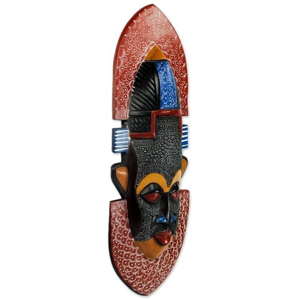 Alternate image for Hand Made Wood Aluminum African Mask from Ghana Asuodom Pride