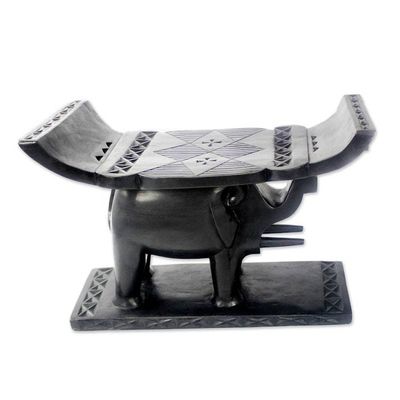 Alternate image for Hand Made Wood Throne Stool Regal Elephant