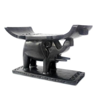 Alternate image for Hand Made Wood Throne Stool Regal Elephant
