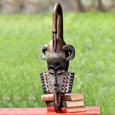 Alternate image for Hand Made African Wood Mask Ghanaian Identity