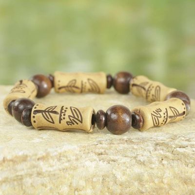 Alternate image for Artisan Crafted Sese Wood Recycled Plastic Stretch Bracelet Chocolate Escape