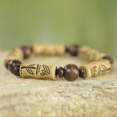 Alternate image for Artisan Crafted Sese Wood Recycled Plastic Stretch Bracelet Chocolate Escape