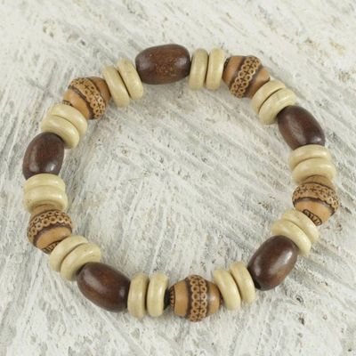 Alternate image for Sese Wood and Terracotta Hand Made Ghanaian Beaded Bracelet Feminine Beauty