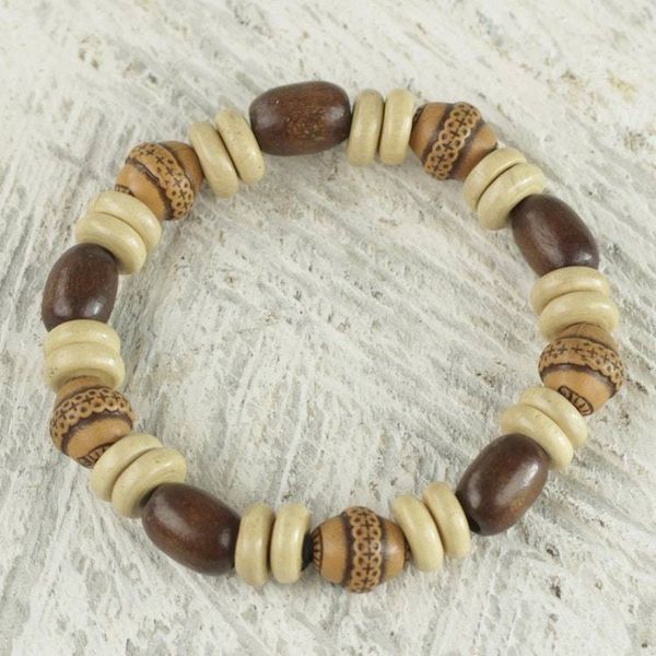 Alternate image for Sese Wood and Terracotta Hand Made Ghanaian Beaded Bracelet Feminine Beauty