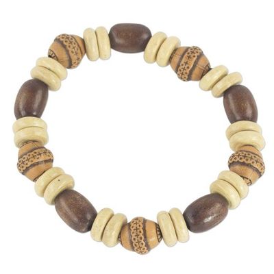 Alternate image for Sese Wood and Terracotta Hand Made Ghanaian Beaded Bracelet Feminine Beauty