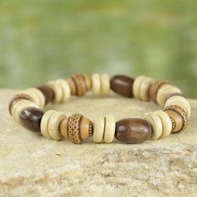 Alternate image for Sese Wood and Terracotta Hand Made Ghanaian Beaded Bracelet Feminine Beauty