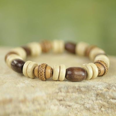Alternate image for Sese Wood and Terracotta Hand Made Ghanaian Beaded Bracelet Feminine Beauty