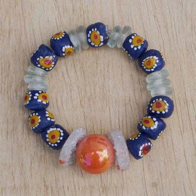 Alternate image for Handcrafted Recycled Glass Beaded Sunflower Bracelet Esther