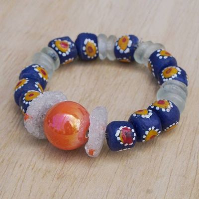 Alternate image for Handcrafted Recycled Glass Beaded Sunflower Bracelet Esther