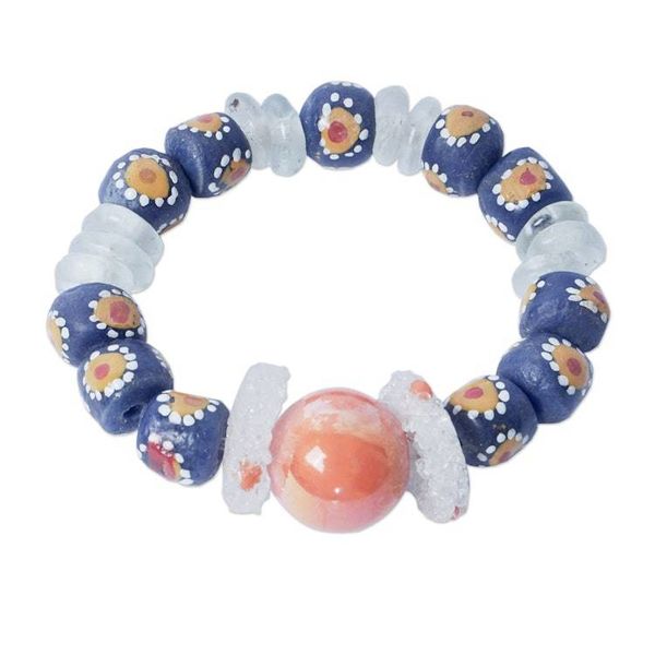 Alternate image for Handcrafted Recycled Glass Beaded Sunflower Bracelet Esther