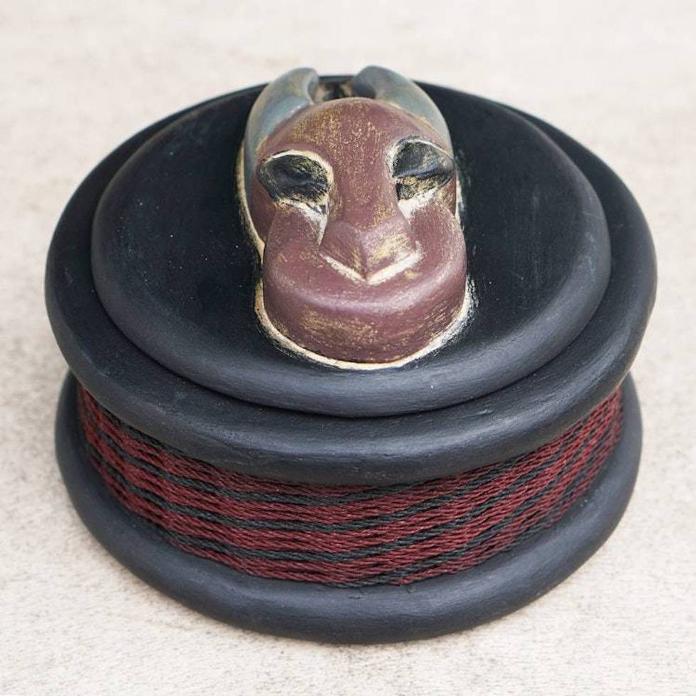 Artisan Crafted Ofram Wood Jewelry Box from Ghana 'Sika Nfutur'