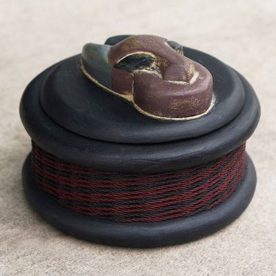 Alternate image for Artisan Crafted Ofram Wood Jewelry Box from Ghana Sika Nfutur