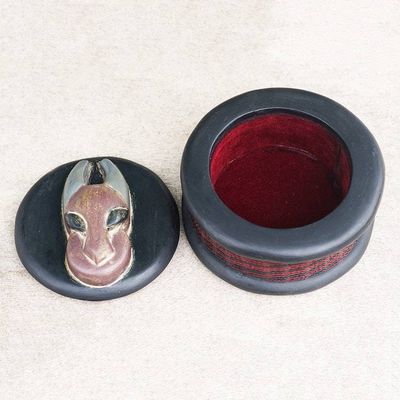 Alternate image for Artisan Crafted Ofram Wood Jewelry Box from Ghana Sika Nfutur